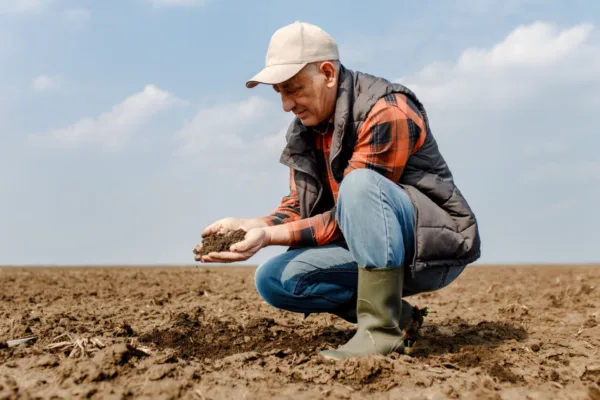 Uomo tocca della terra